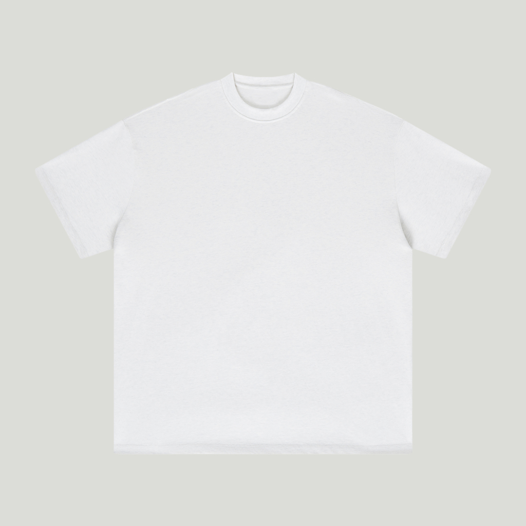 White heavyweight T-shirt laid flat